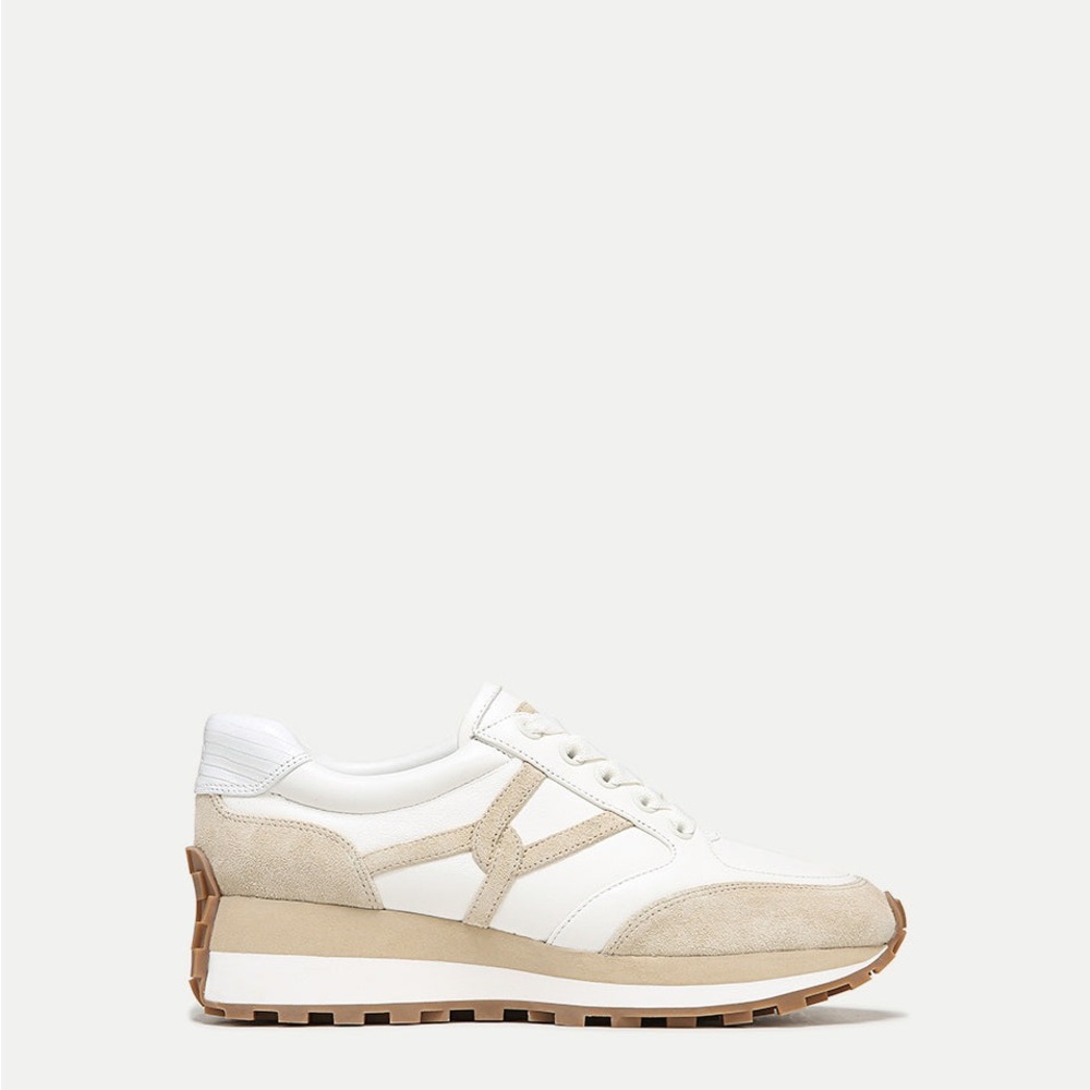 Women's White and Tan Sneakers